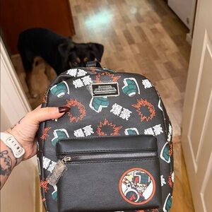 Stylish Black Backpack with Graphic Print